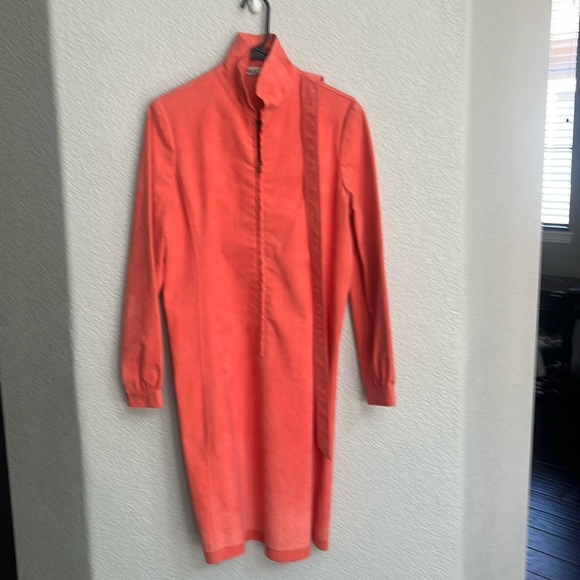 Vintage Halston Suede Salmon Shirt Dress - Picture 1 of 10